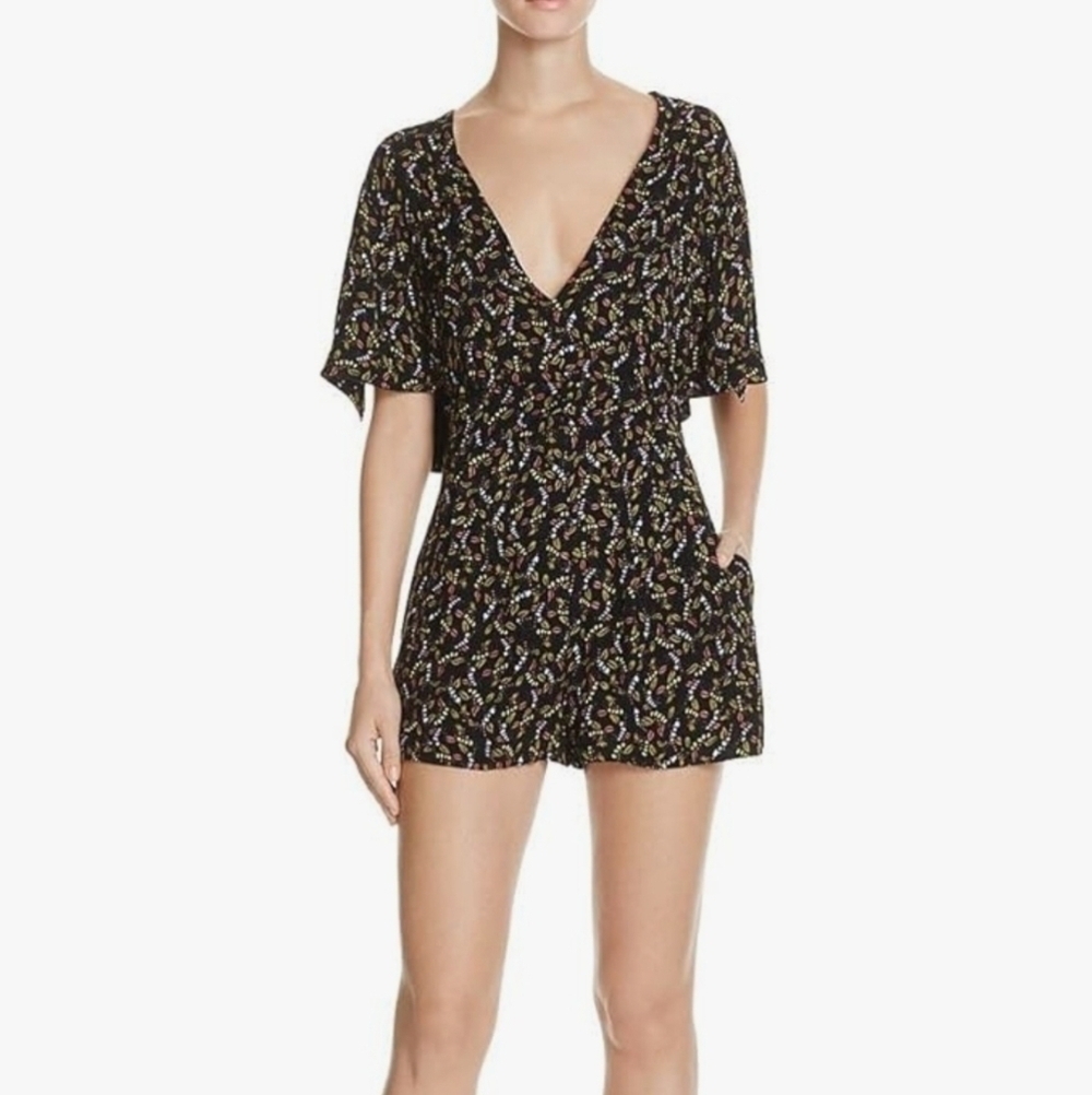 Free People V-Neck Slit Sleeve Romper Size 4, boho
